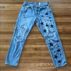 Hand painted H&M boyfriend jeans